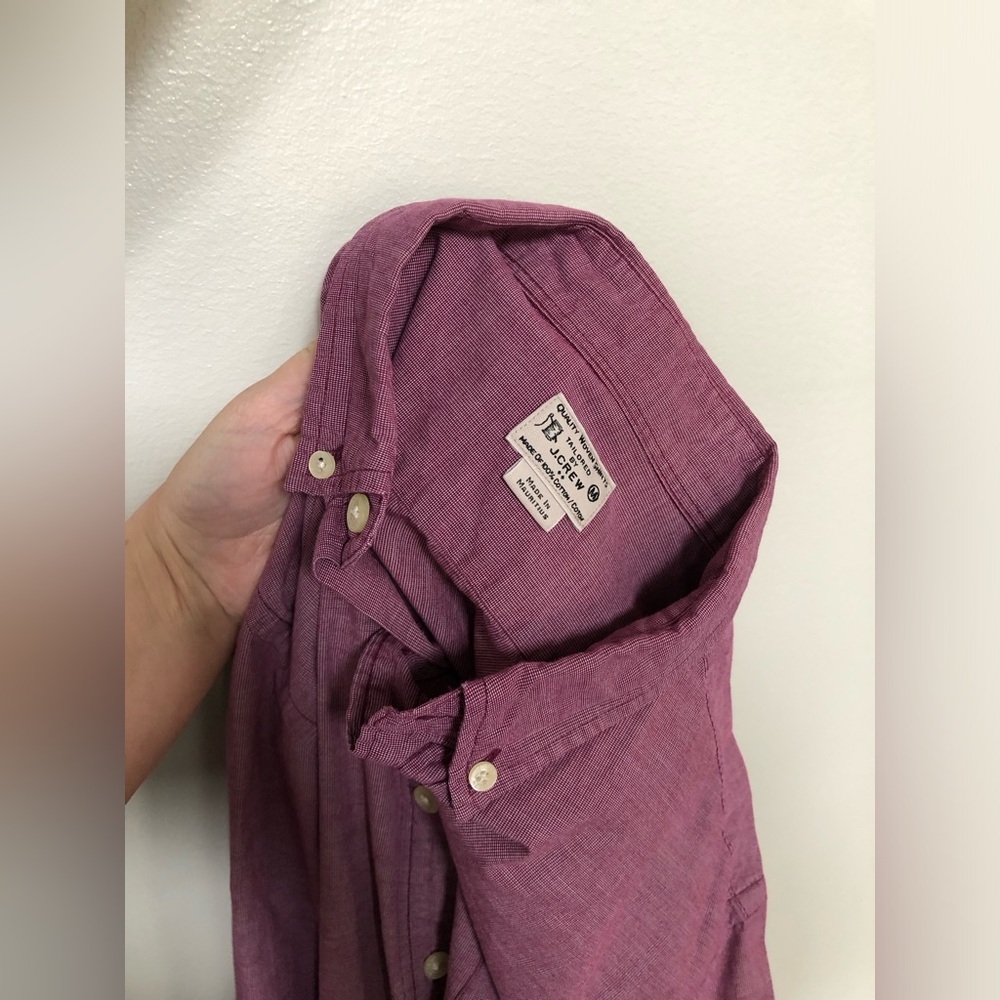 J. Crew Men’s M 100% Cotton Maroon Long-Sleeved Button-Down Casual Shirt - EUC! - Picture 9 of 9